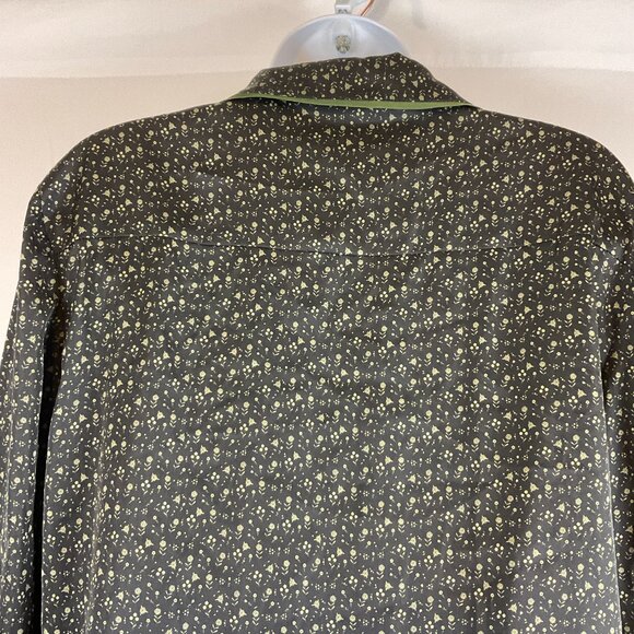 Bed to Brunch Pajama Set XS Black Green Print Tie Elastic Waist  Long Sleeve - Picture 7 of 16